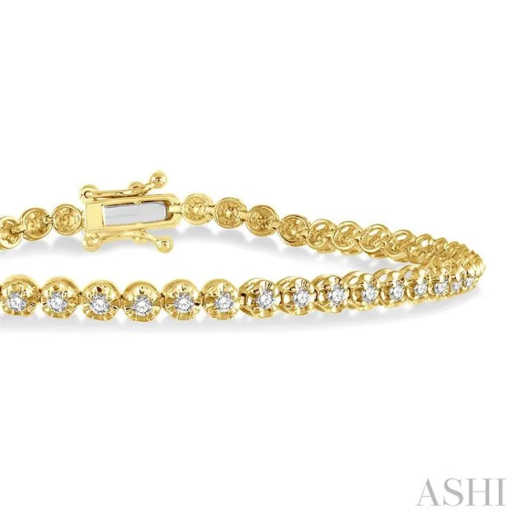 1 ctw Round Cut Diamond Illusion Bracelet in 14K Yellow Gold