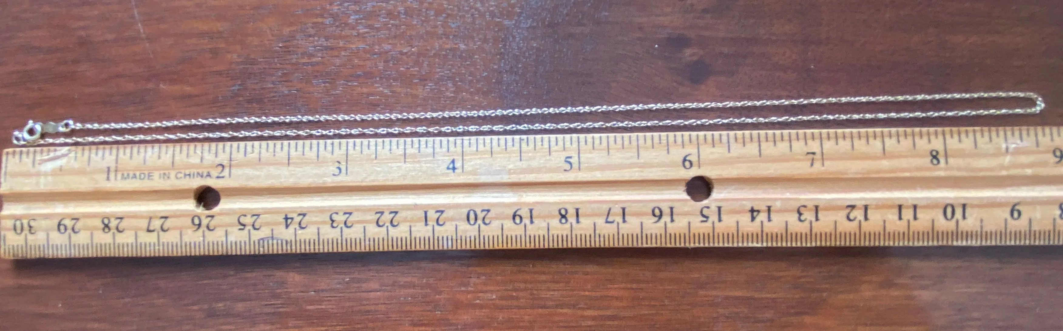 10k Yellow Gold Chain Necklace Rolo Design 18" x under 1mm