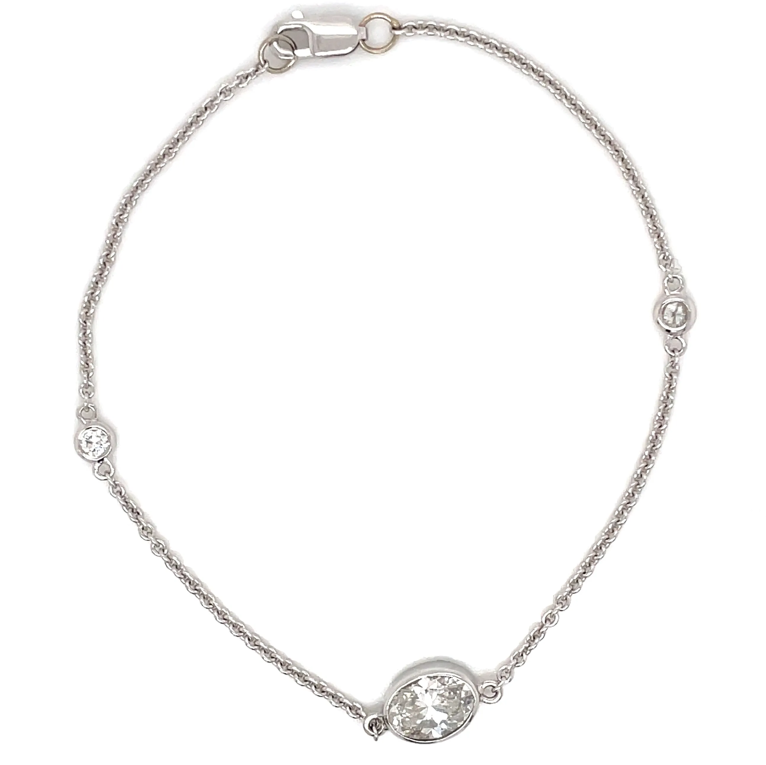 1.11ct Oval Diamond 14k White Gold Bracelet