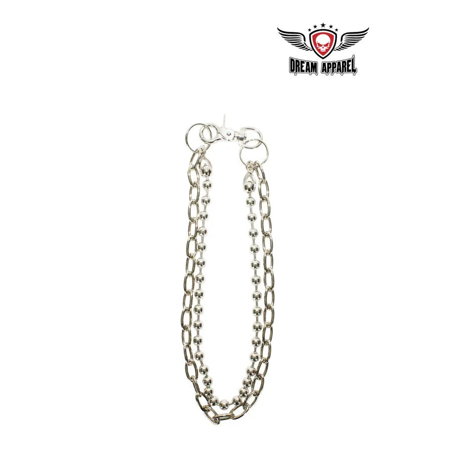 40" Chrome Infused Beaded Biker Chain