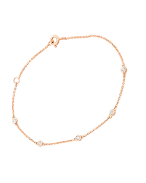 5 Diamond Bezel Bracelet - 14K Rose Gold