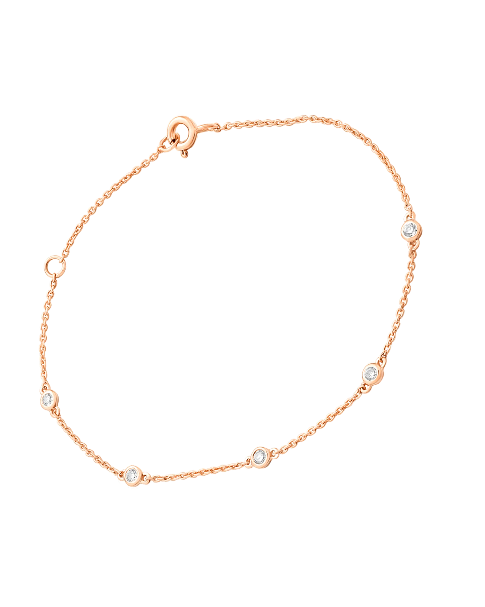5 Diamond Bezel Bracelet - 14K Rose Gold
