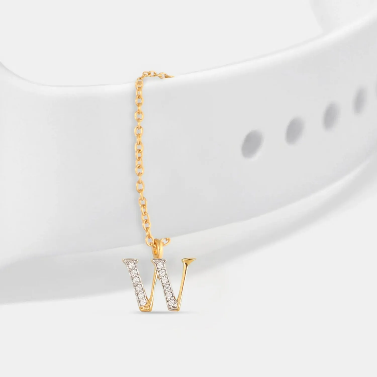 Alphabet CZ Gold Plated Silver Watch Charm