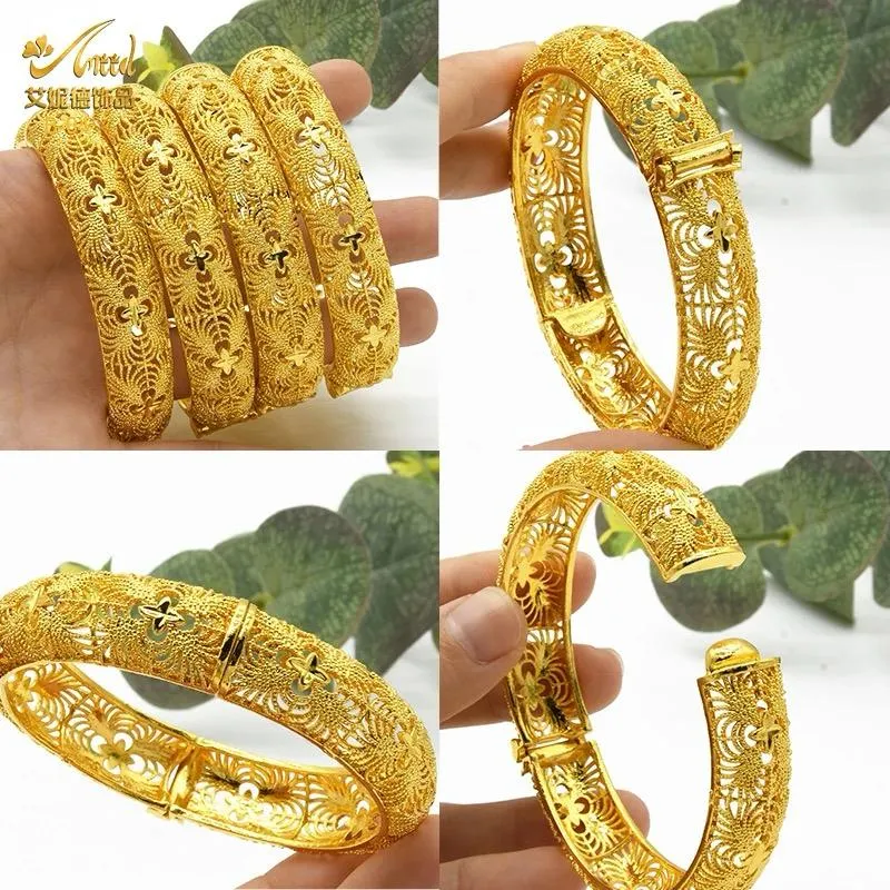 ANIID 24K Gold Plated Bracelets For Women Luxury Jewelry Designers Bangles Model-12