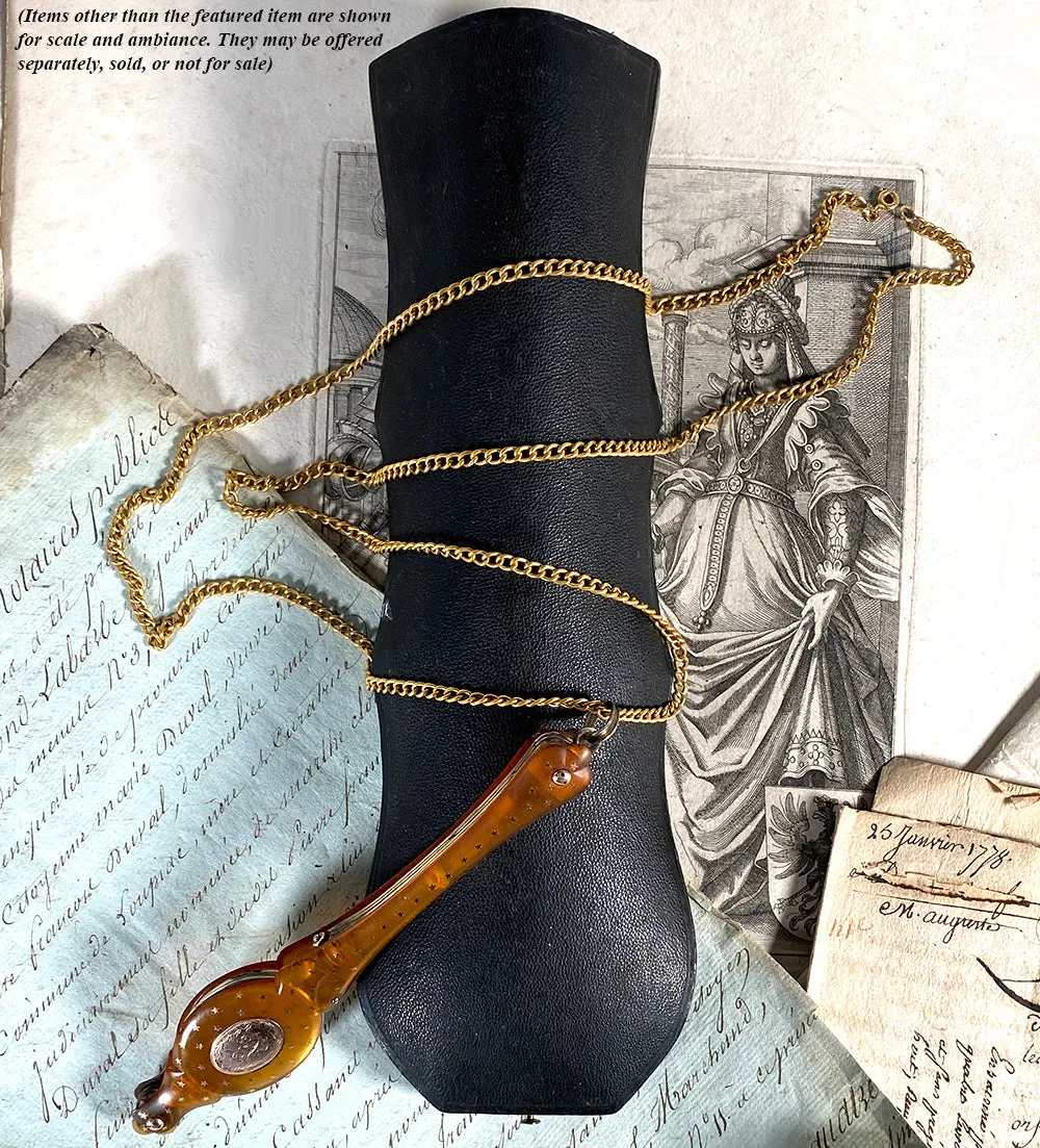 Antique 38.5" Long 14k Gold Chain Necklace or Lorgnette or Watch Chain in Presentation Box