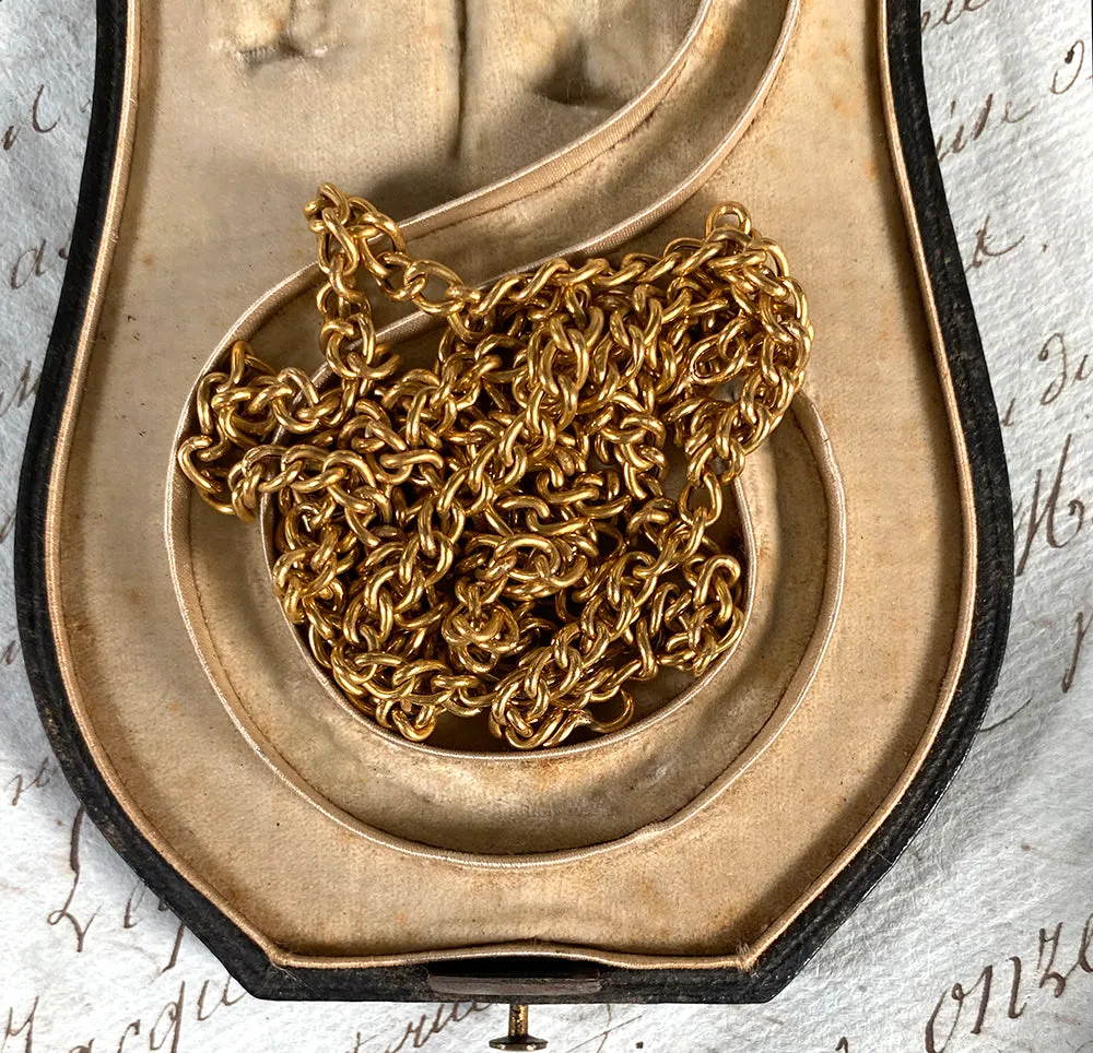 Antique 38.5" Long 14k Gold Chain Necklace or Lorgnette or Watch Chain in Presentation Box