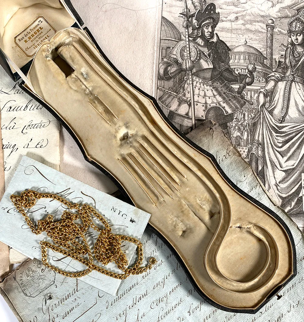 Antique 38.5" Long 14k Gold Chain Necklace or Lorgnette or Watch Chain in Presentation Box