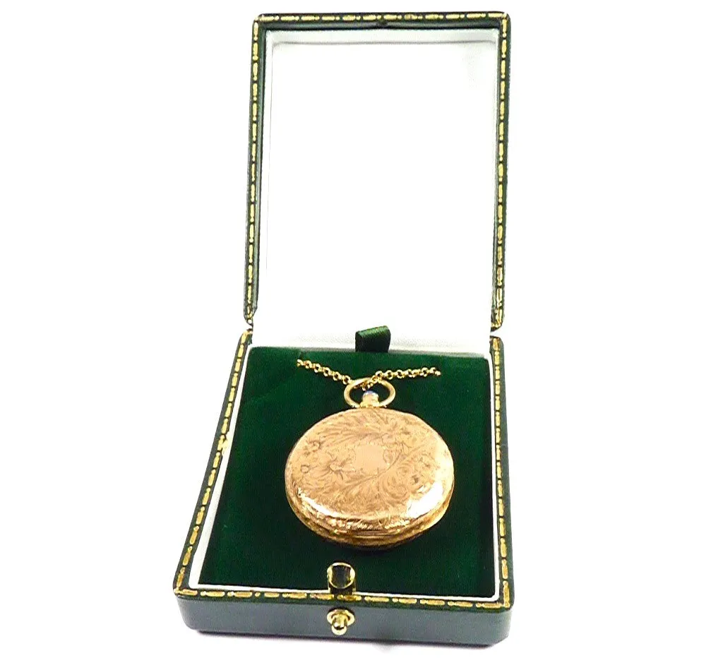 Antique Solid Gold Locket Necklace Inscription "To Sarah From Will"