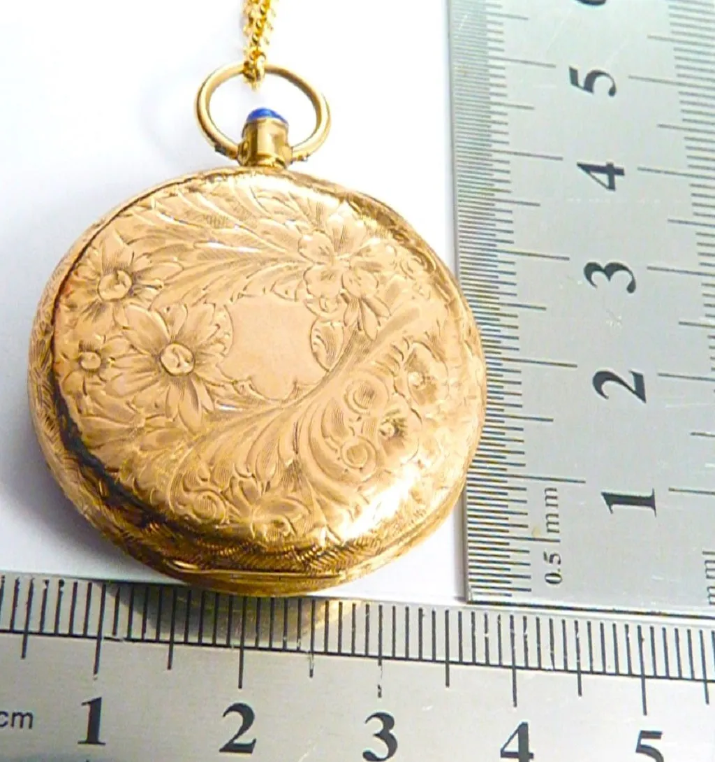 Antique Solid Gold Locket Necklace Inscription "To Sarah From Will"