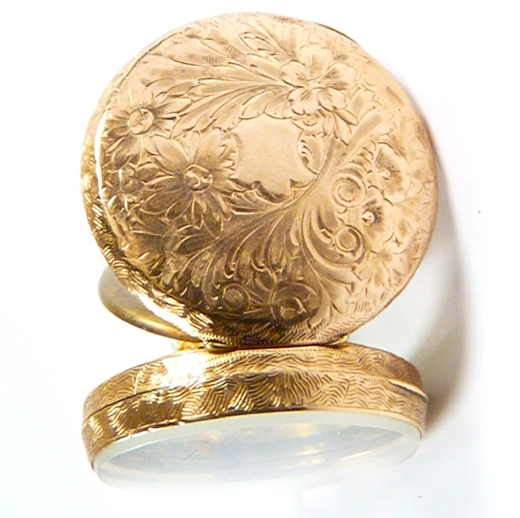 Antique Solid Gold Locket Necklace Inscription "To Sarah From Will"