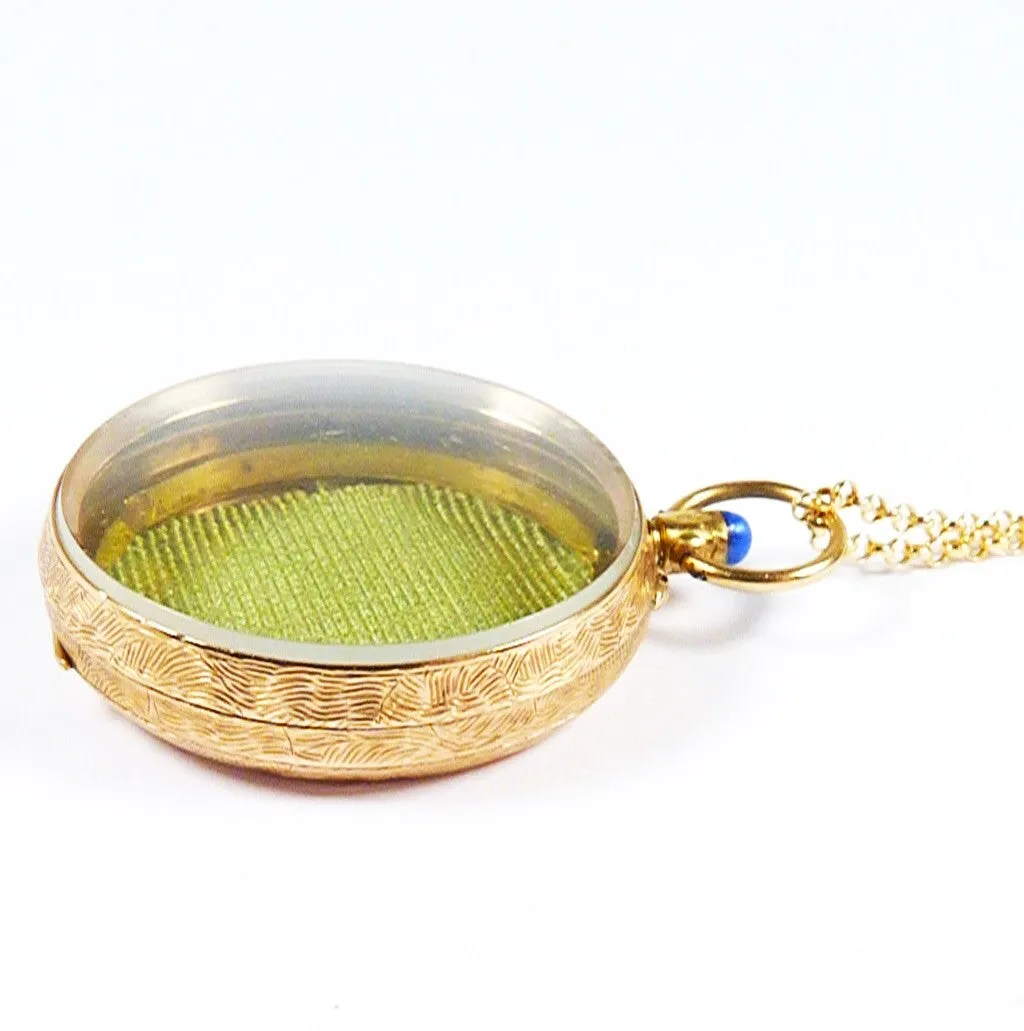 Antique Solid Gold Locket Necklace Inscription "To Sarah From Will"