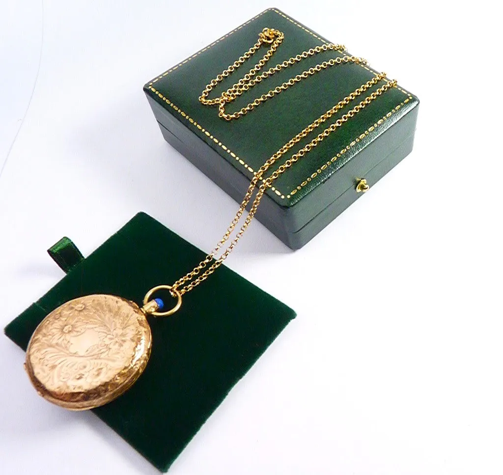 Antique Solid Gold Locket Necklace Inscription "To Sarah From Will"