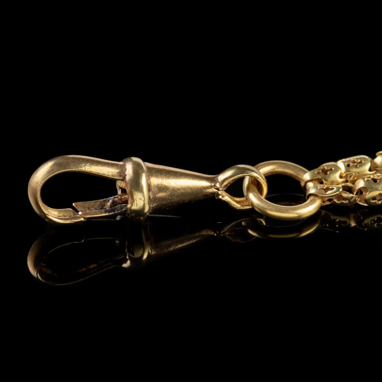 Antique Victorian Guard Chain 18Ct Gold On Silver Link Necklace Circa 1880