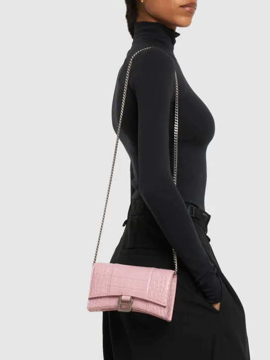 Balenciaga   Hourglass leather wallet on chain 