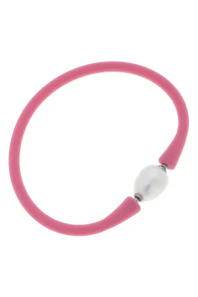 Bali Freshwater Pearl Silicone Bracelet - Bubblegum