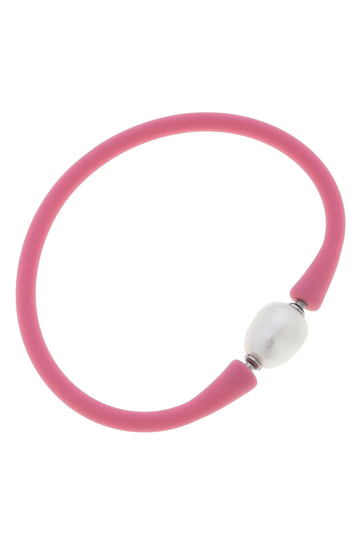 Bali Freshwater Pearl Silicone Bracelet - Bubblegum