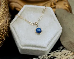 BEZEL SET ROUND PENDANT WITH LAPIS LAZULI