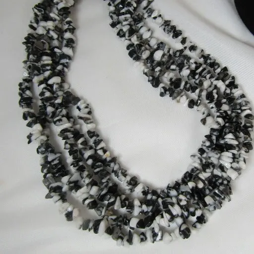 Black & White  Gemstone Jasper Multi-strand Necklace