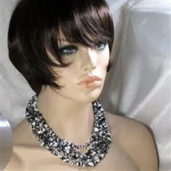 Black & White  Gemstone Jasper Multi-strand Necklace