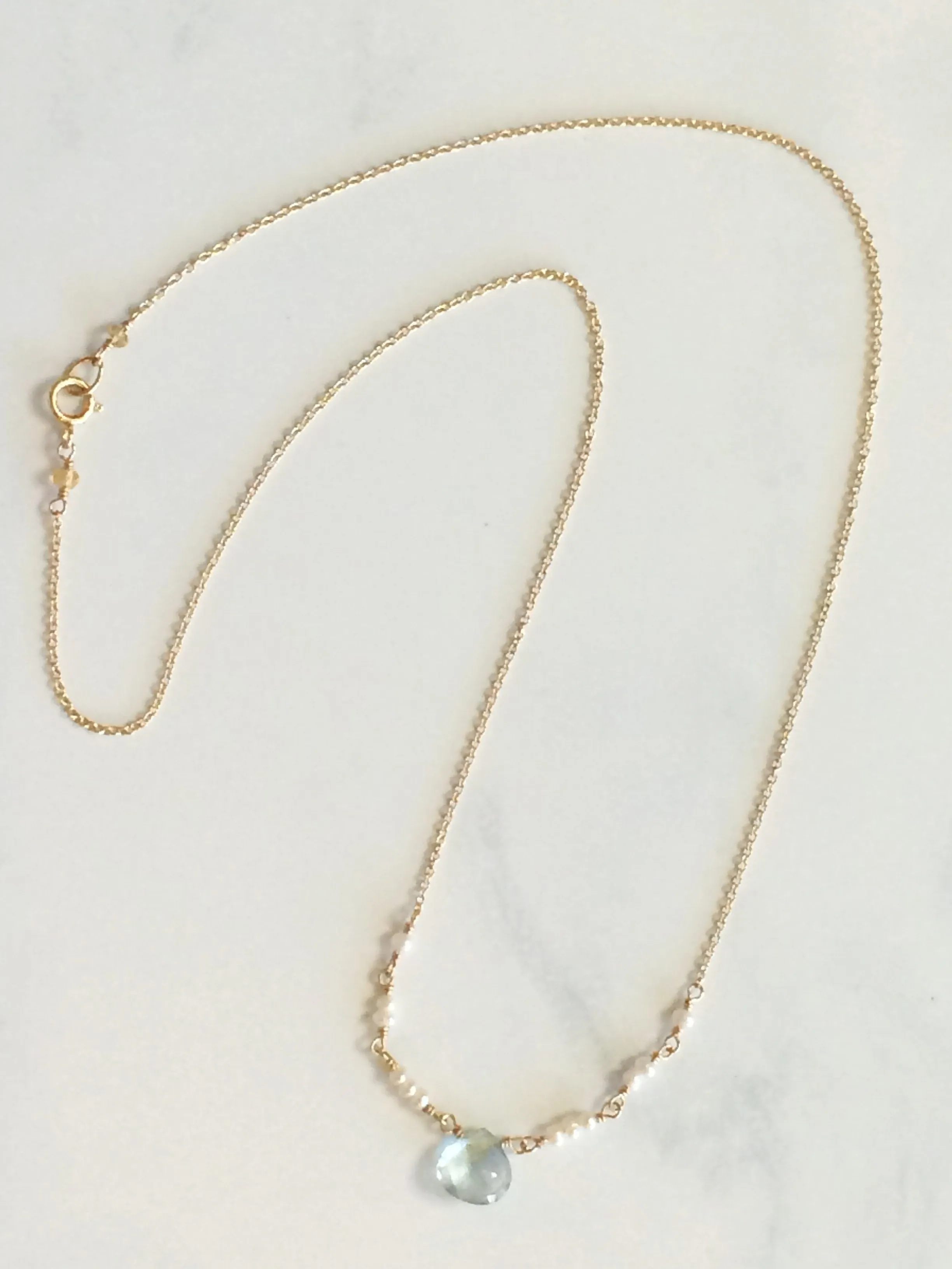 Blue Topaz & Pearl Ballerina Necklace