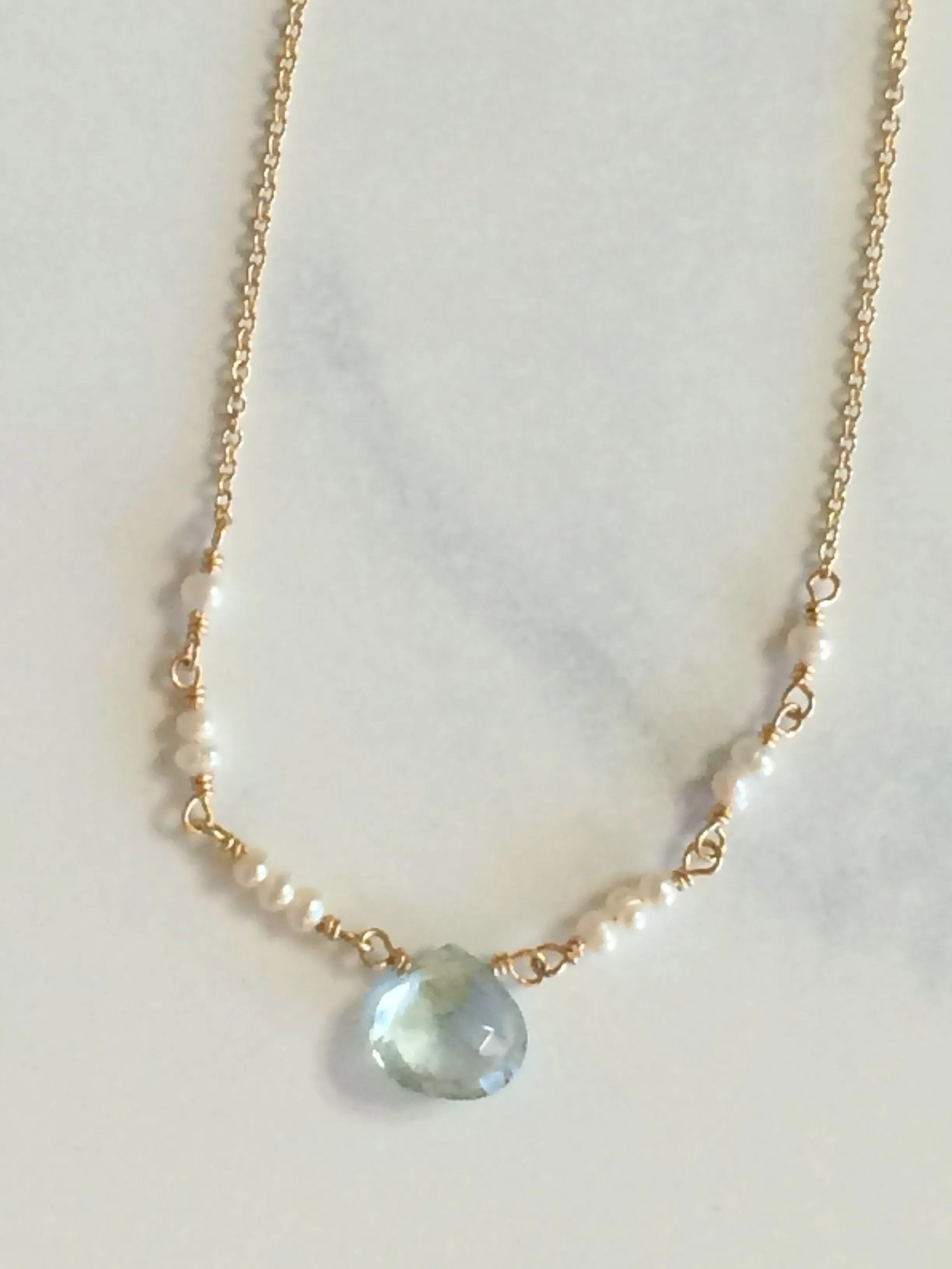 Blue Topaz & Pearl Ballerina Necklace