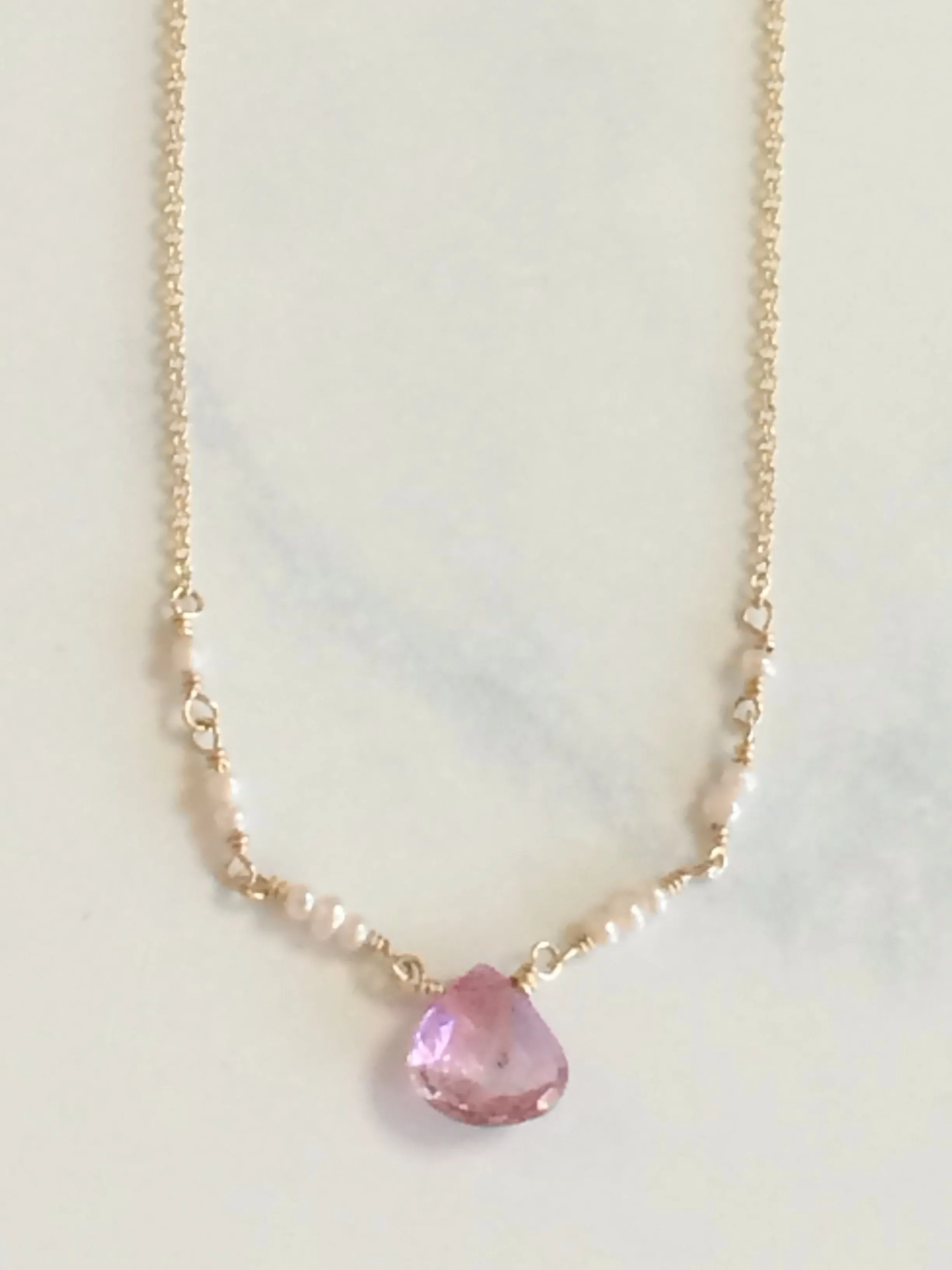 Blue Topaz & Pearl Ballerina Necklace
