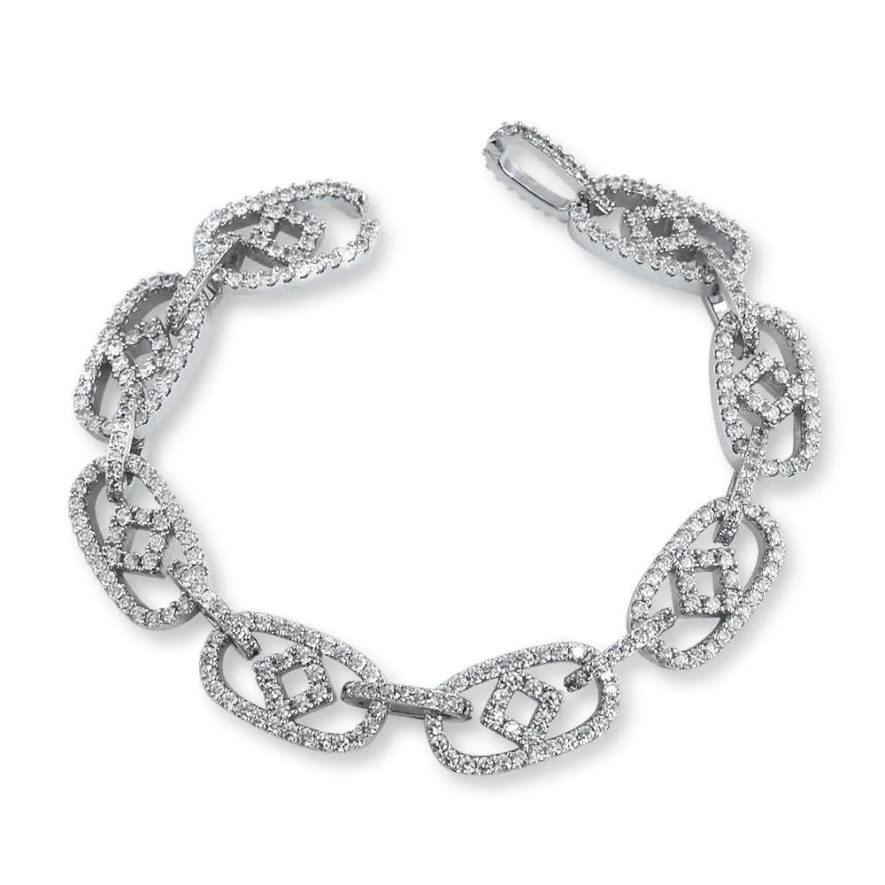 Box Oval Link CZ Iced Out Hip Hop Bracelet