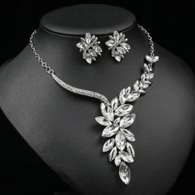 Bridal jewelry necklace set gemstone necklace alloy diamond-encrusted glass