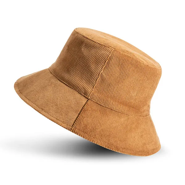Brown Japanese Corduroy Warm Bucket Hat 棕色日系燈芯絨保暖漁夫帽 KCHT2234