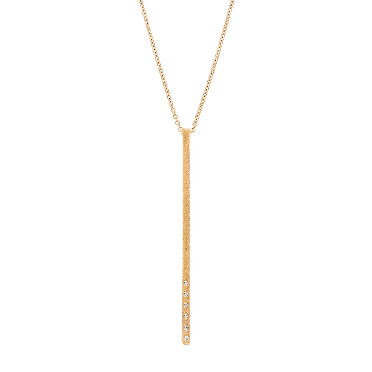 Brushed Gold Bar Diamond Necklace