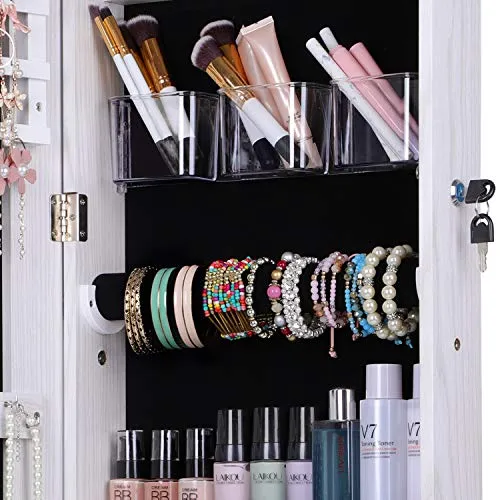 Cambel Jewelry Cabinet Organizer Full Length Glass Mirror Armoire Store White Model Number ET066