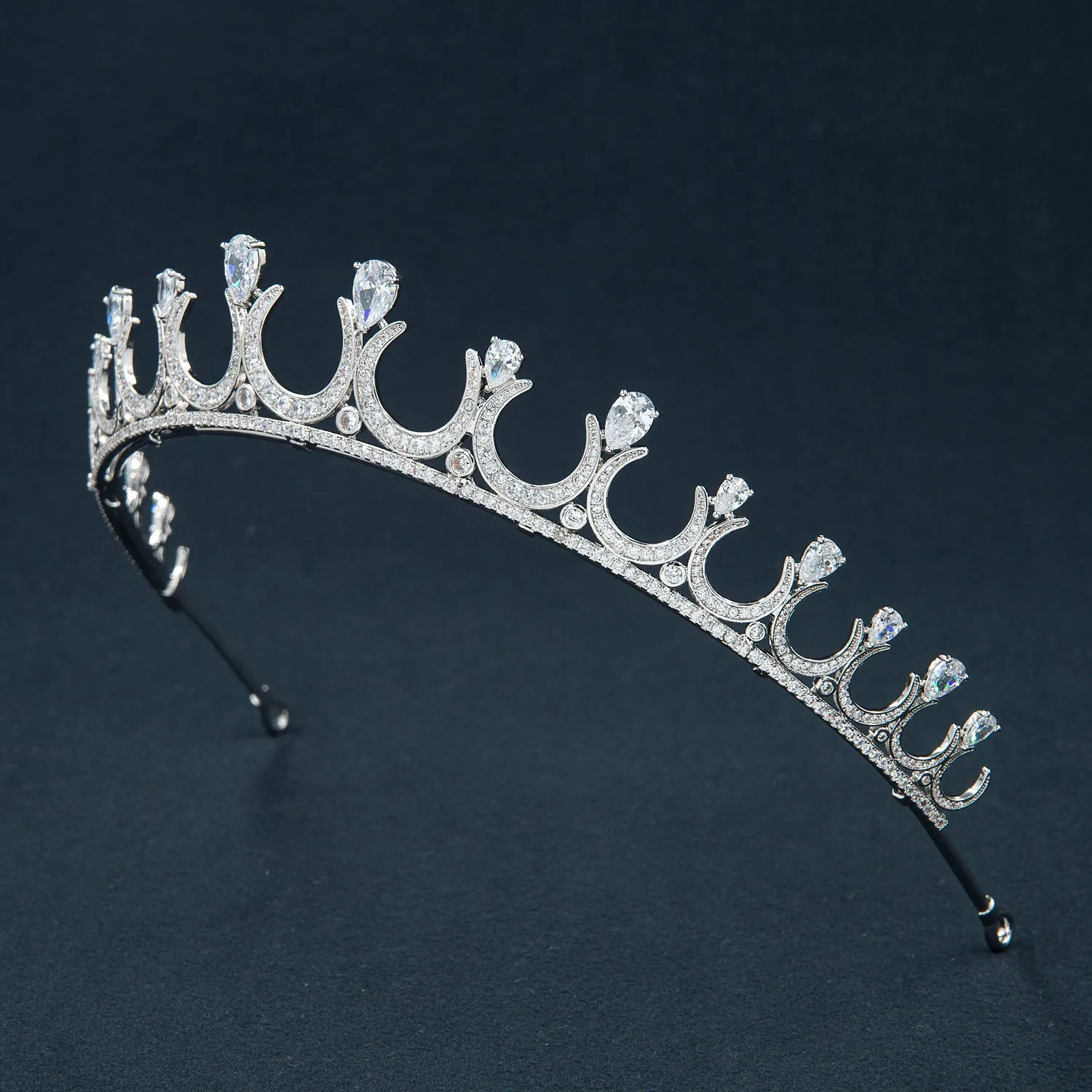 Cubic Zirconia Wedding Moon Tiaras for Bridal,Women Hair Jewelry CH10425