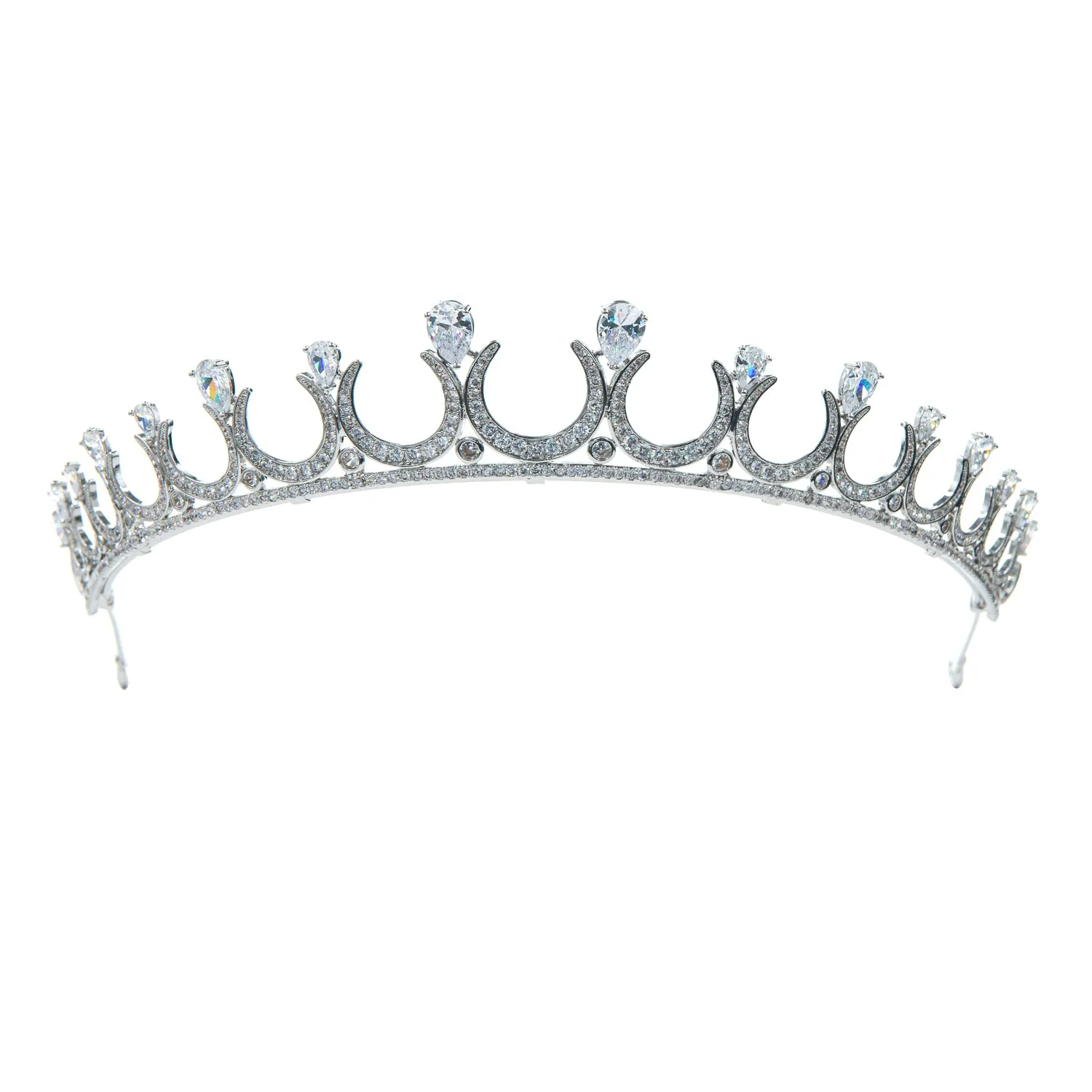Cubic Zirconia Wedding Moon Tiaras for Bridal,Women Hair Jewelry CH10425