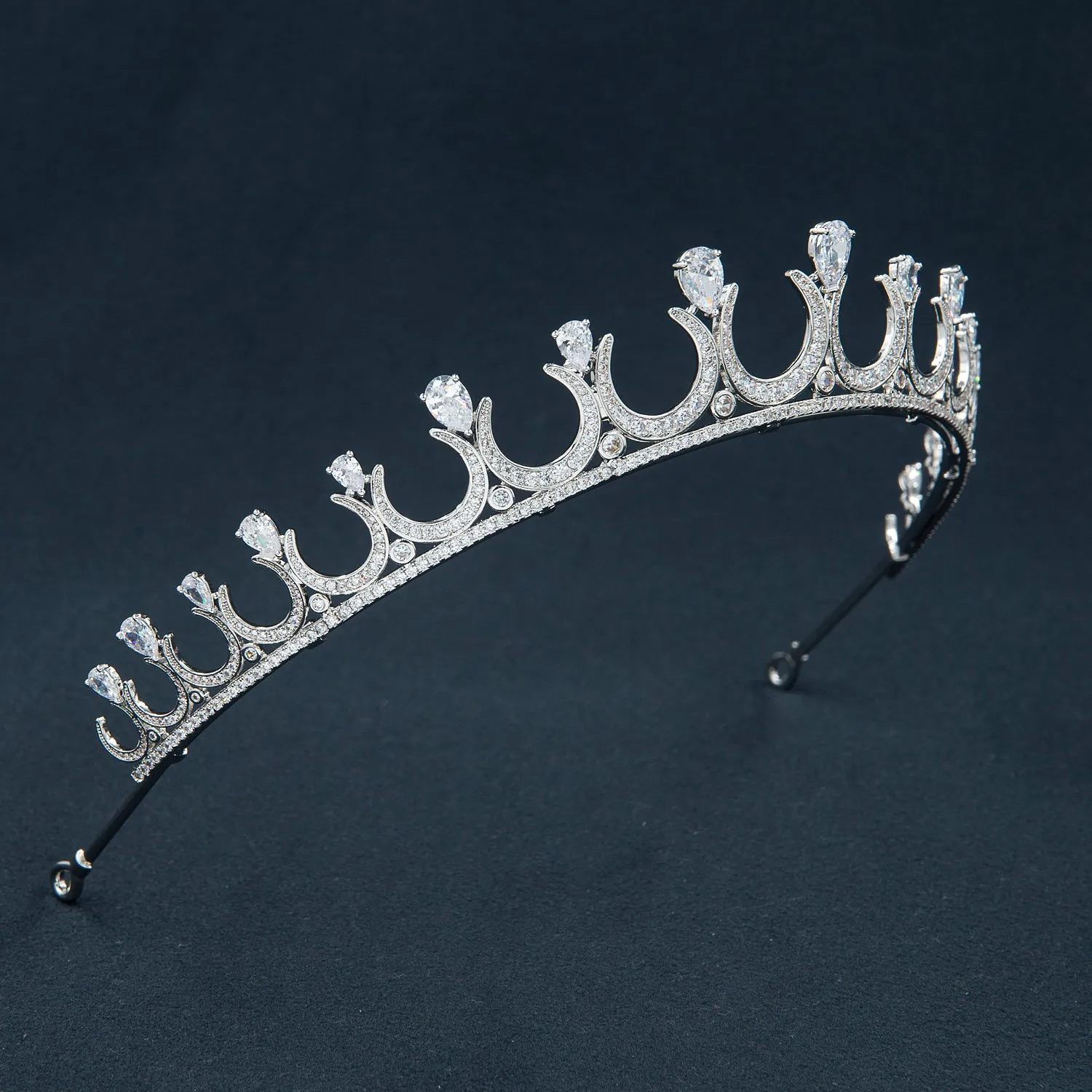 Cubic Zirconia Wedding Moon Tiaras for Bridal,Women Hair Jewelry CH10425