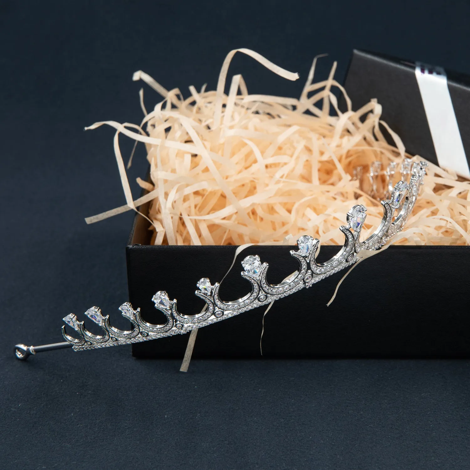 Cubic Zirconia Wedding Moon Tiaras for Bridal,Women Hair Jewelry CH10425