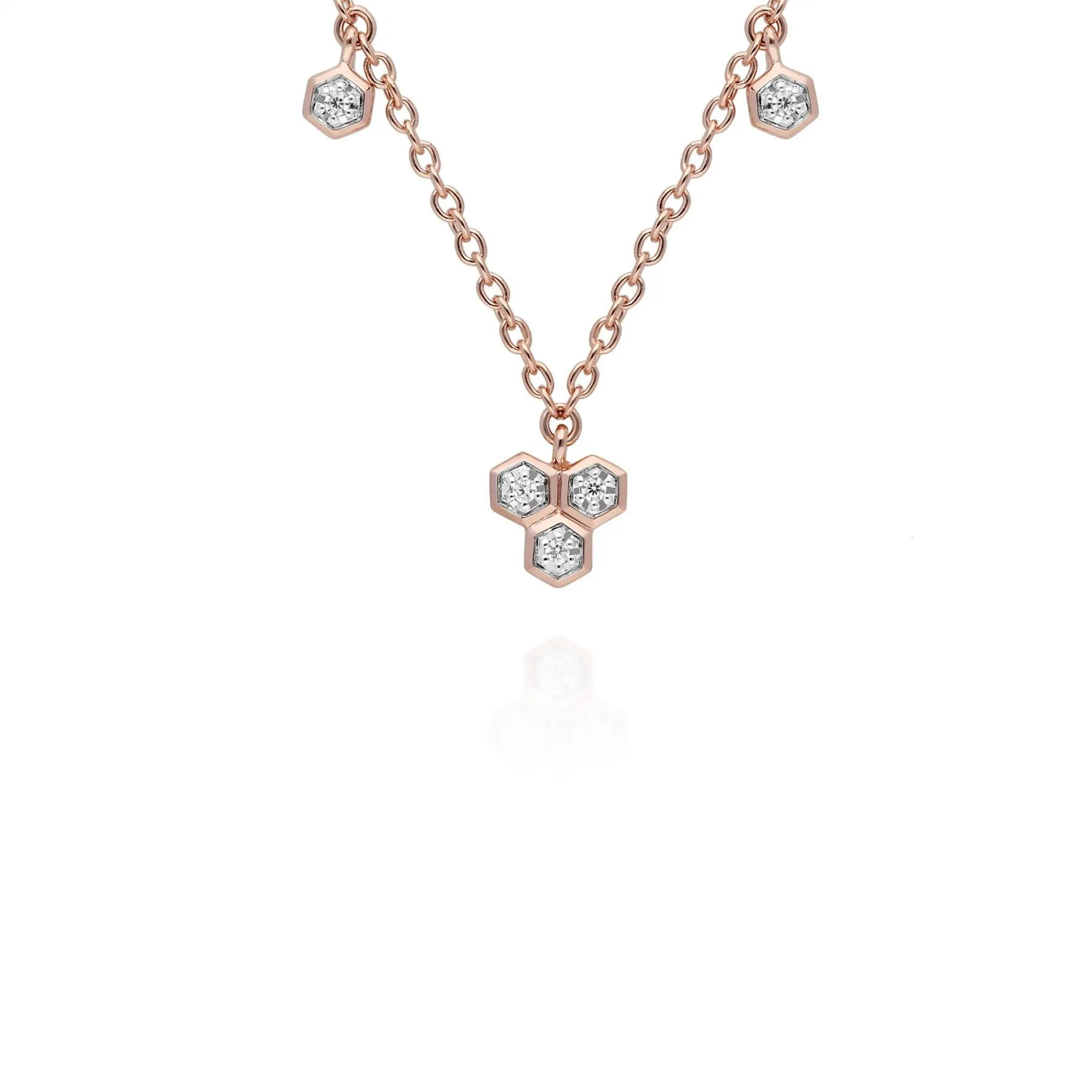 Diamant Trilogie Halskette & Ring Satz in 9ct Rose Gold