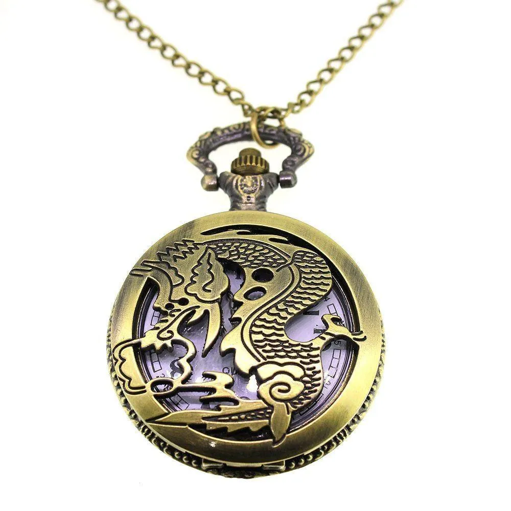 Dragon Antique Bronze Coloured Pocket/Necklace Watch