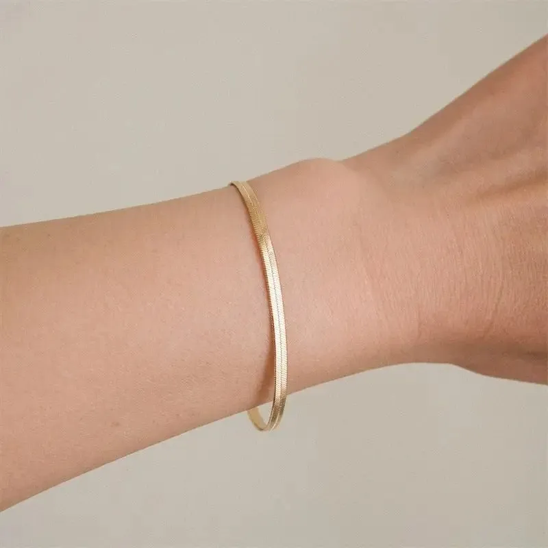 Flat Snake Bracelet: Titanium Steel U-Shape Design for Women