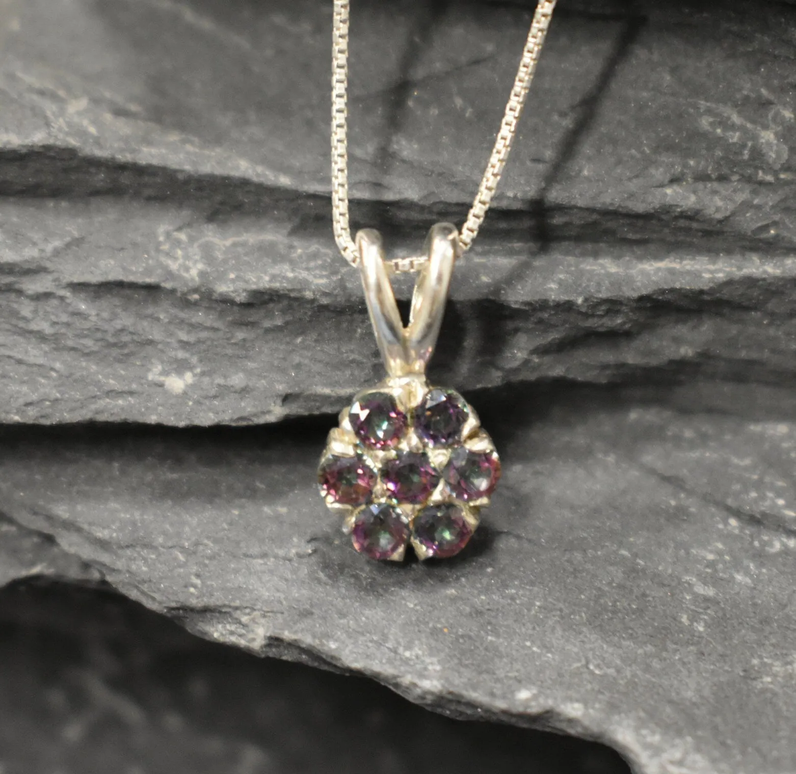 Flower Topaz Pendant - Mystic Topaz Necklace - Flower Necklace
