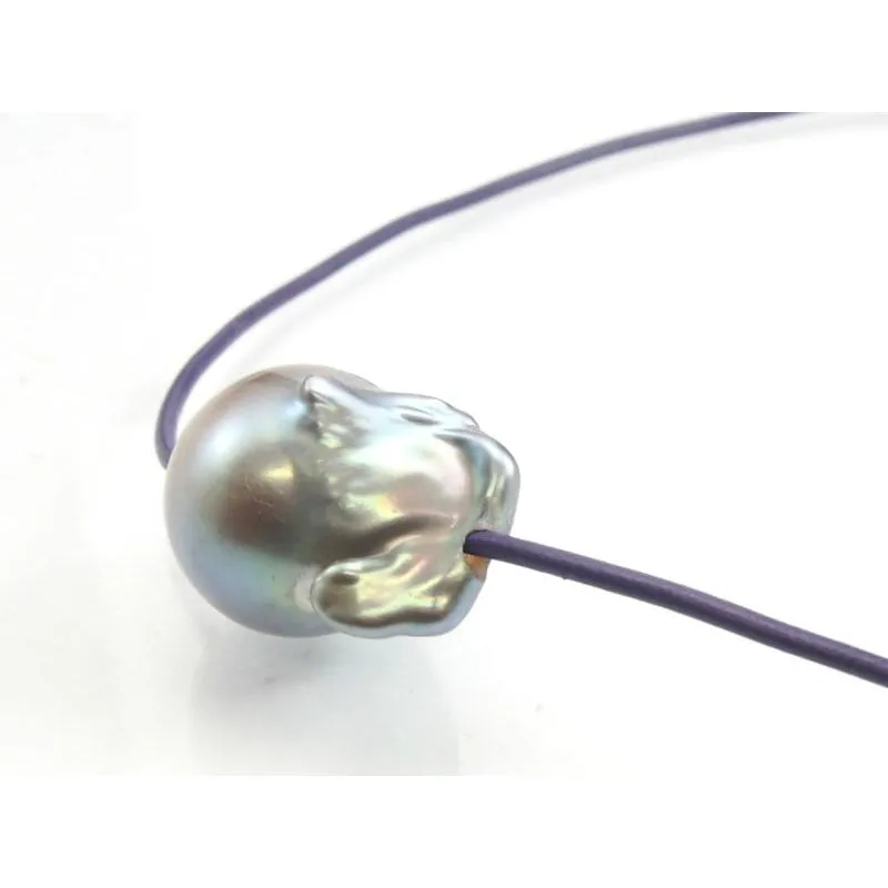 Fresh Water Pearl Bead Adjustable Leather Necklace