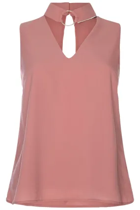 Glamorous Pink Choker Neck Detail Blouse