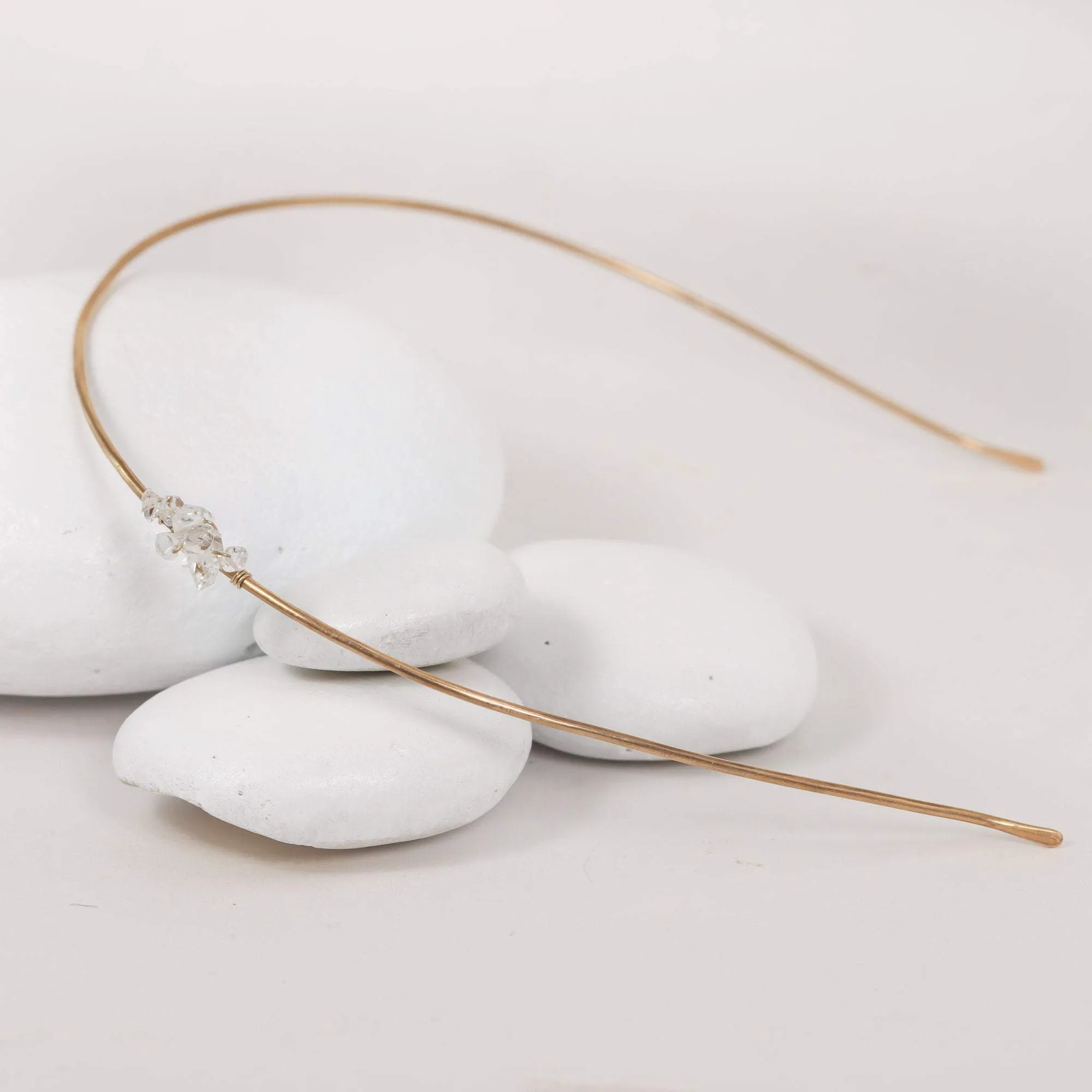Gold Headband with Herkimer Diamonds
