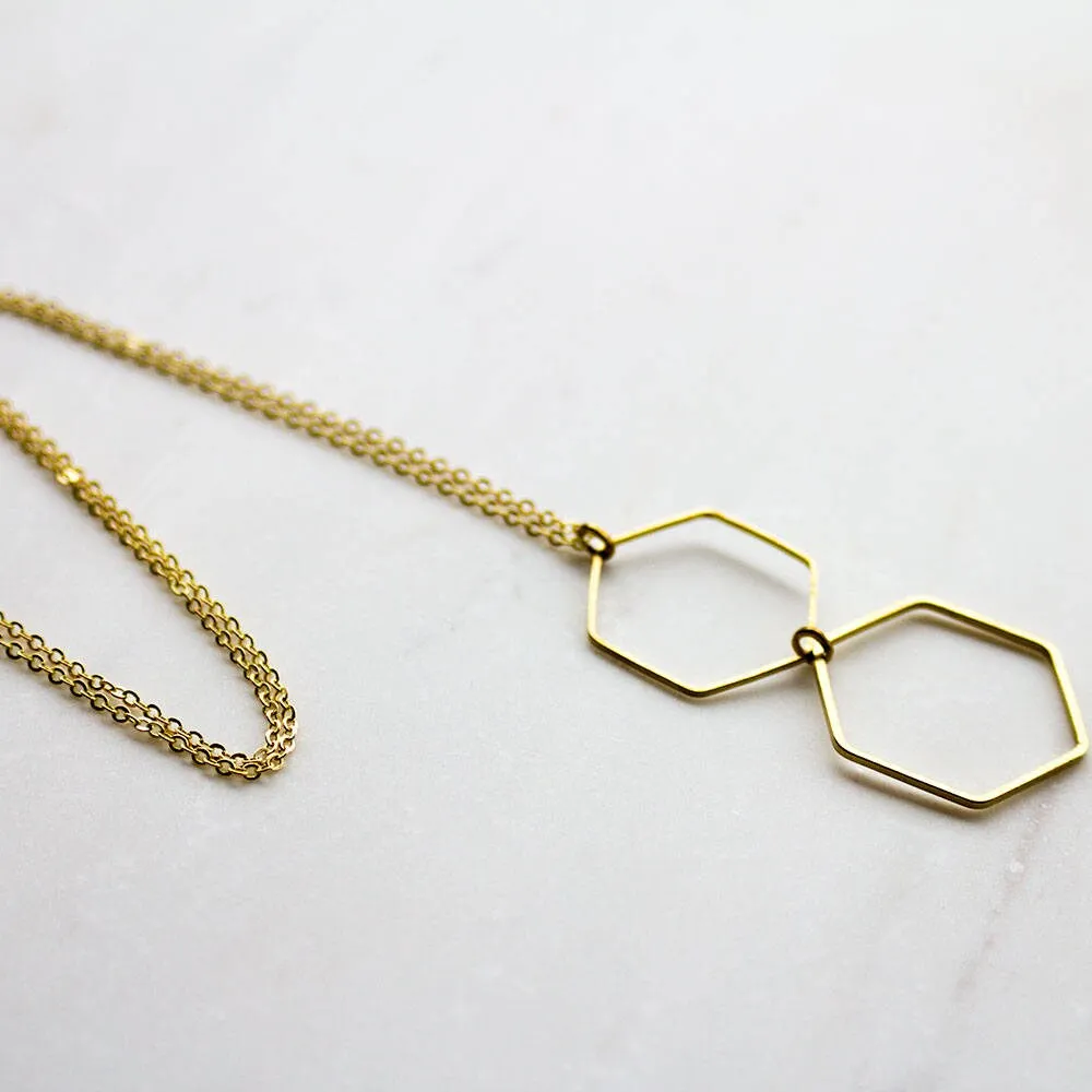 Gold Hexagon Layering Necklace