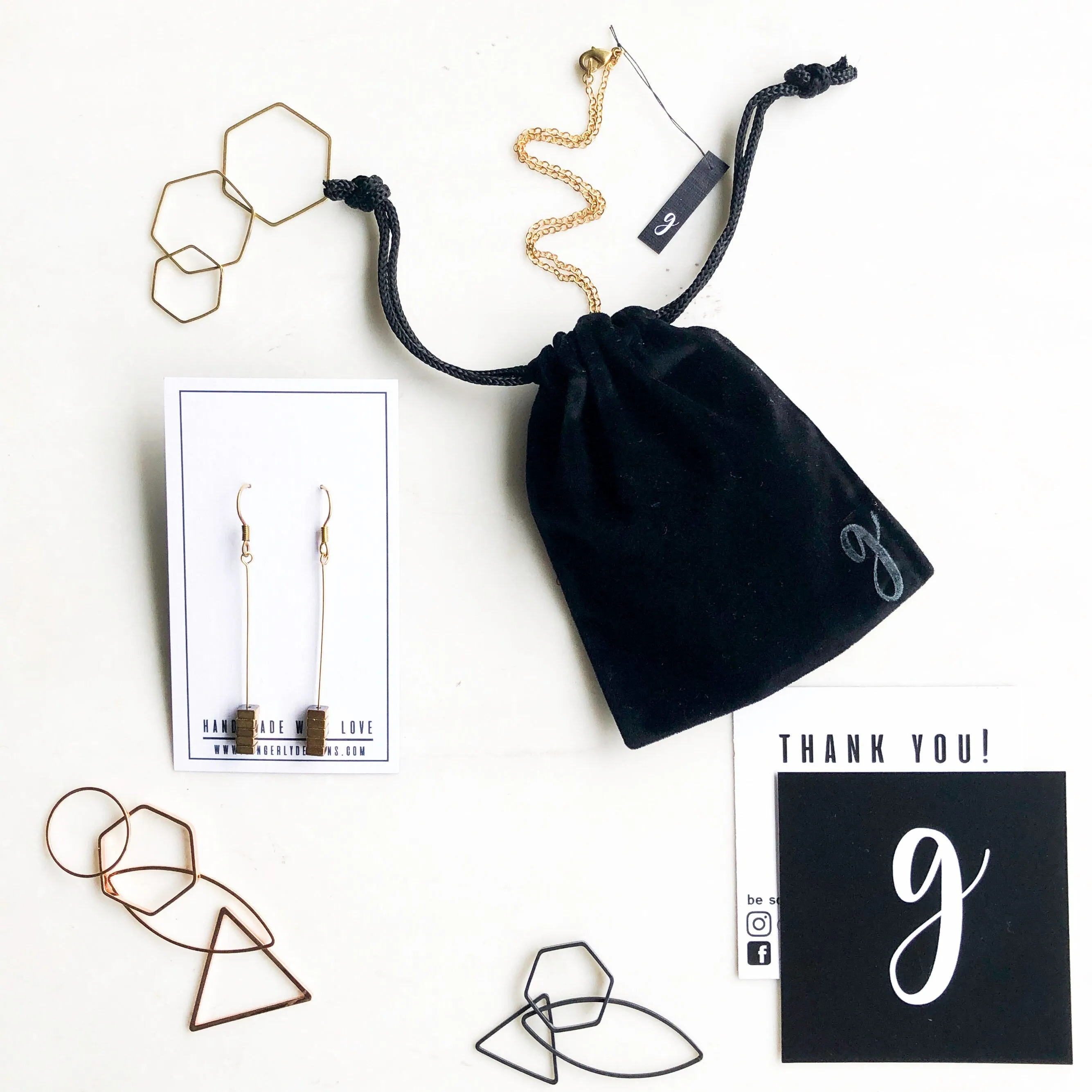 Gold Hexagon Layering Necklace