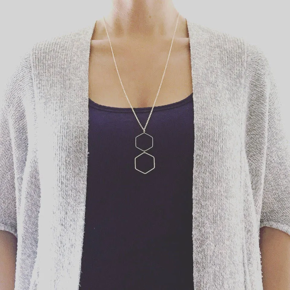 Gold Hexagon Layering Necklace