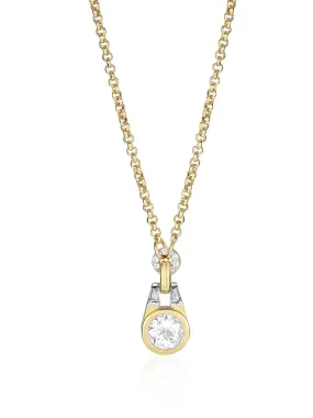 Gold Olive necklace with white topaz
