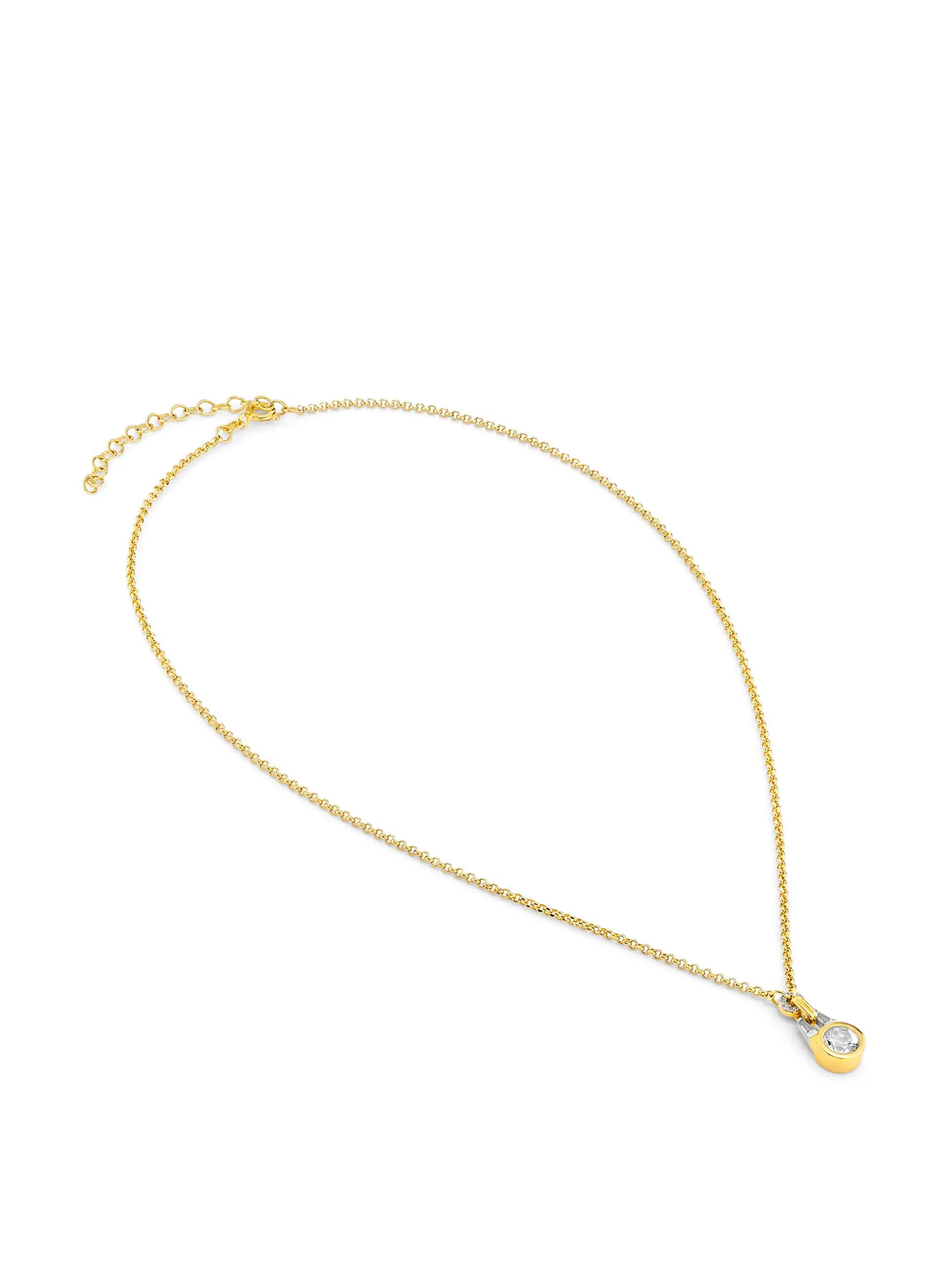 Gold Olive necklace with white topaz