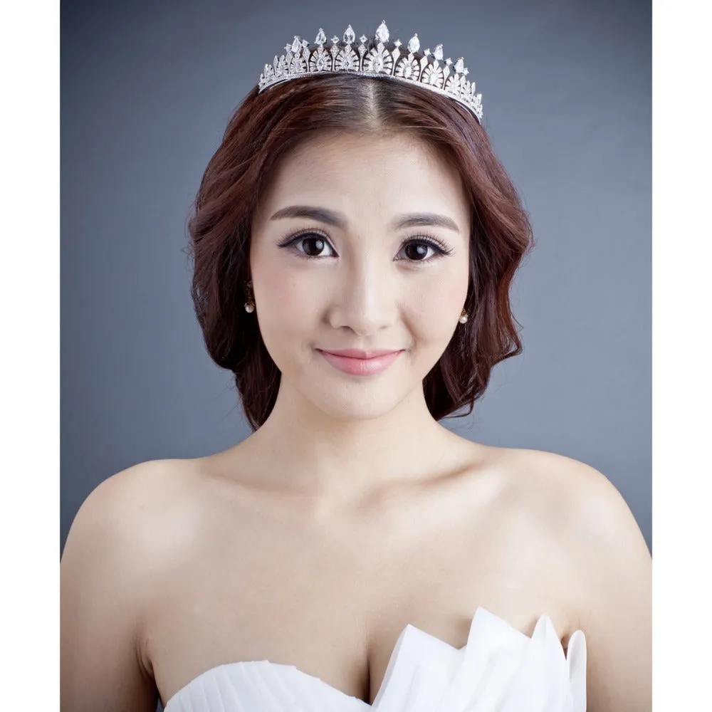 Green/Clear Zirconia Tiara for Wedding,Crystal Princess Tiaras,Party Headpieces CH10160