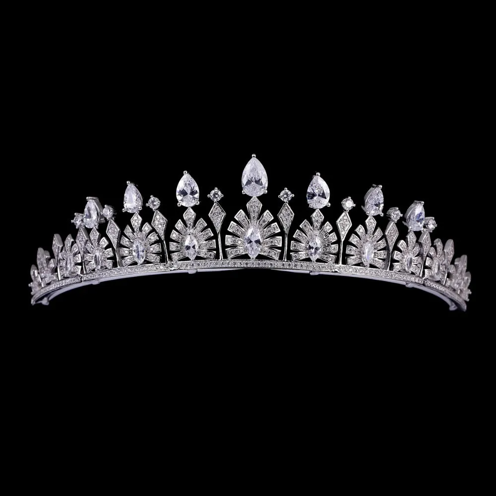 Green/Clear Zirconia Tiara for Wedding,Crystal Princess Tiaras,Party Headpieces CH10160