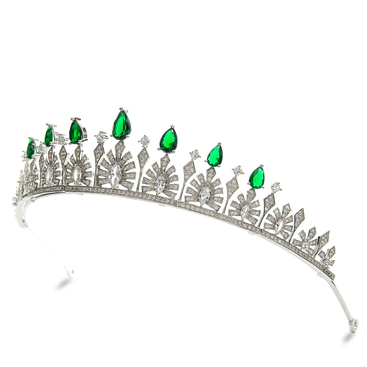 Green/Clear Zirconia Tiara for Wedding,Crystal Princess Tiaras,Party Headpieces CH10160